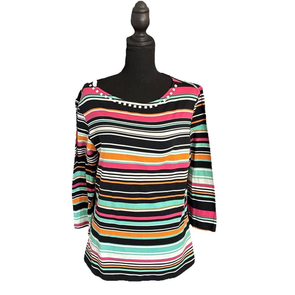 NWOT Ruby Rd Women’s Sz Medium Multicolor Striped Top colorful